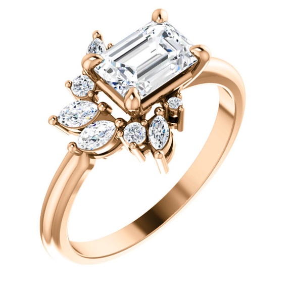 Art Deco Inspired 1ct Lab Grown Emerald Diamond Ri - Picture 1 of 5